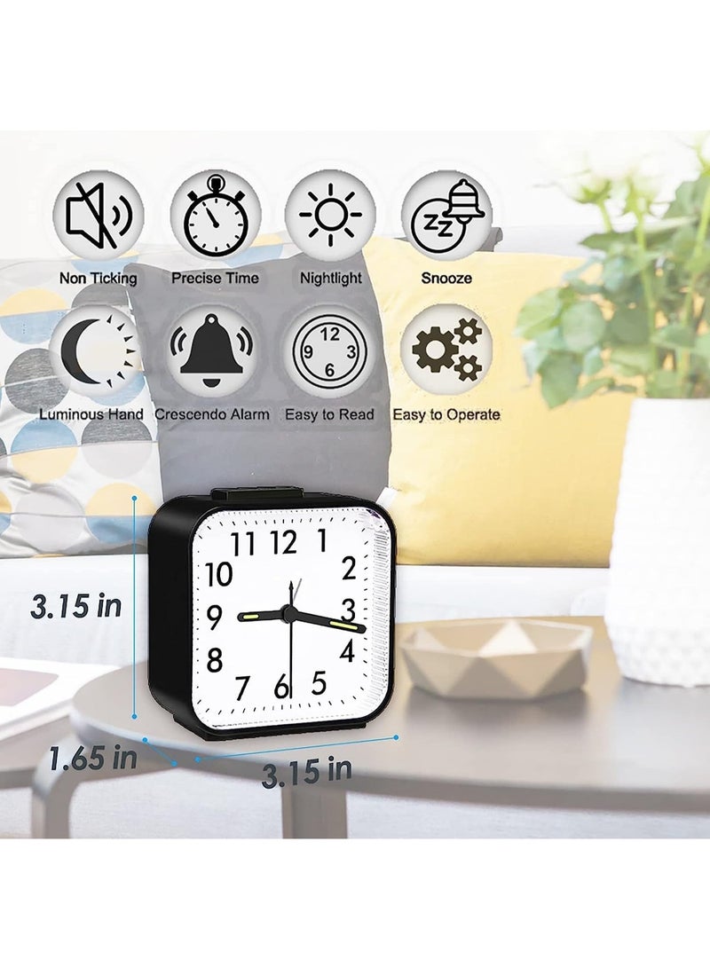 ChicAbode Silent Alarm Clocks Bedside, Battery Powered Non ticking Bedside Clock, with Luminous Pointer, Large Display Snooze, for Heavy Sleepers, Kids, Travel, Bedroom, Office, Easy to Read - Image 3